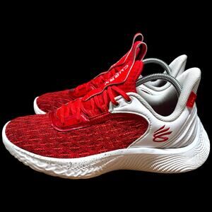 UNDER ARMOUR Curry Flow 9 Team Men 9 Women 10.5 White Red Sneakers Basketball